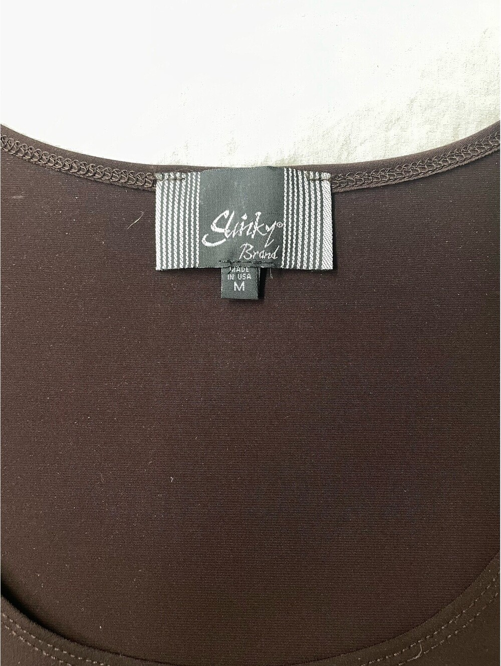 Slinky Brand Brown Scoop Neck Tank Top Blouse Size M Made in USA - Picture 2 of 4